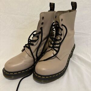 Dr. Martens Beige Lace-Up Combat Boots